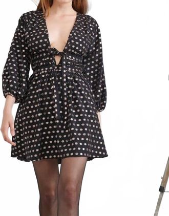 Lace V-Neck Mini Dress In Black/ Rose Gold