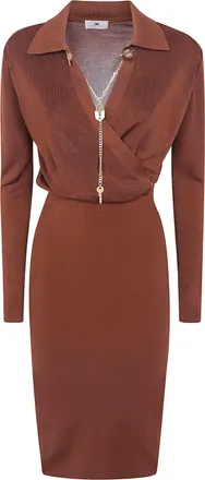 Elisabetta Franchi Dress Knitted Midi Am19s66e2 Fk3 Cigar