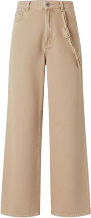 Pinko Lauryn Broeken - Dames - Loose Fit Jeans - Beige - W25 - Katoen - Jeans