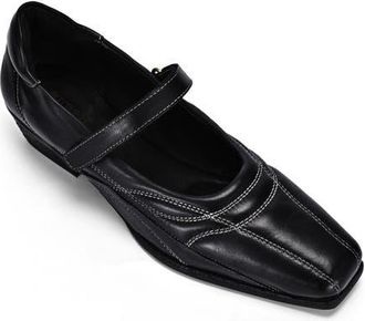 OLD TREND Folk Genuine Leather Artisanal Contrast Stitch Mary Jane Heel in Black at Nordstrom, Size 5.5