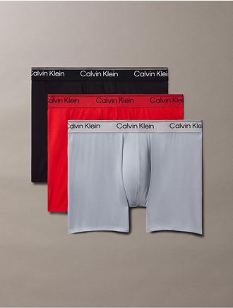 Calvin Klein Mens Microfiber Stretch 3-Pack Boxer Brief - Red - XL