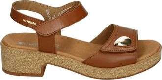 Mephisto Sportieve Sandalen Franka Silk Cognac - Dames - Sandalen met hakken - Bruin - 42 EU - Leer - Schoenen