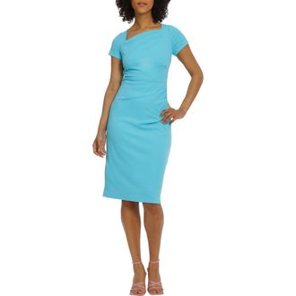 Maggy London Ruched Cap Sleeve Sheath Dress in Capri at Nordstrom Rack, Size 16