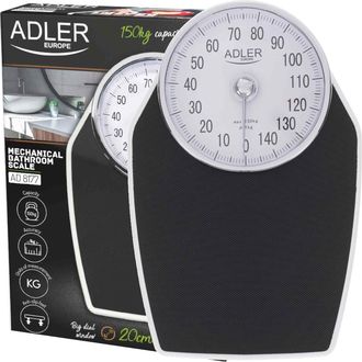 Adler Europe Ad8177 B&aacute;scula Anal&oacute;gica De Ba&ntilde;o, Precisi&oacute;n, Mec&aacute;nica, Medici&oacute;n Hasta 150 Kg, Sin Pilas, F&aacute;cil Uso Blanco/gris