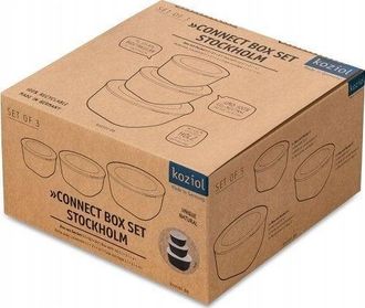 Koziol Connect Box Stockholm Set 3 Recipientes Negros Y Rosas