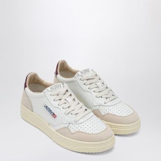Autry Medalist Sneakers In White/Burgundy Leather And Suede
