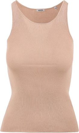 Aspesi Ribbed Tank Top - Dames - Tops zonder mouwen - Roze - XS - Katoen - Tops