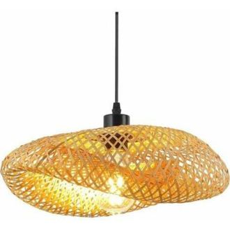 OEM L&aacute;mpara De Techo Retro, L&aacute;mpara Colgante De Rat&aacute;n Con Sombrero De Bamb&uacute; De 40 Cm, L&aacute;mpara De Techo Tejida Para Ba&ntilde;o, E27, Iluminaci&oacute;n De Techo Creativ