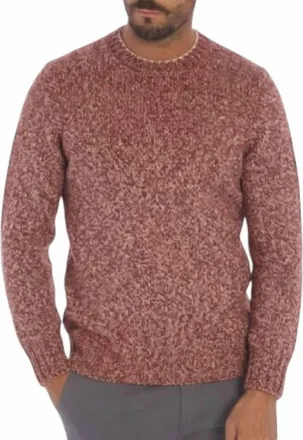Gran Sasso Mens Crew Sweater In Red/white
