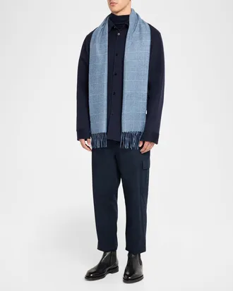 PIACENZA 1733 Men & apos;s Dallas Cashmere and Silk Solid To Houndstooth Scarf