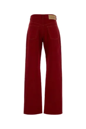 Ami Wide-Leg Denim Jeans - Burgundy