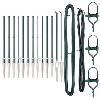 Berkfield Home Fence Posts Set with Spike Set of 13 Green Plastic