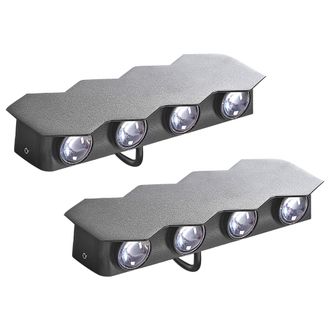 Beliani Beliani - Conjunto De 2 L&aacute;mparas Led De Exterior Fabricadas En Metal En Color Negro Weldon