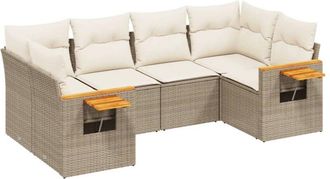 vidaXL Juego De Sof&aacute;s Jard&iacute;n Con Cojines 6 Pzas Rat&aacute;n Sint&eacute;tico Beige Vidaxl