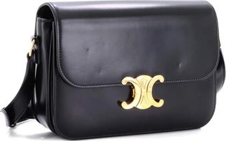 Celine Borsa a tracolla Triomphe media in pelle di vitello - Nero