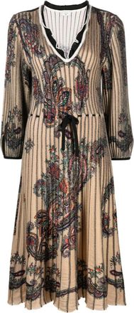 Etro paisley-print virgin-wool midi dress - women - Virgin Wool - 46 - Neutrals