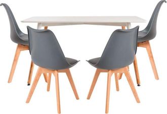 Regalos Miguel Regalos Miguel - Conjuntos De Mesa Y Sillas - Conjunto Mesa Tower Rectangular 120 X 80 Cm Blanca Y Pack 4 Sillas Synk Basic - Gris
