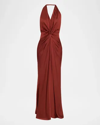 A.L.C. Mabel Twist-Front Halter Gown