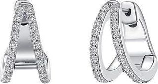 Lafonn Simulated Diamond Split Huggie Earrings in Silver at Nordstrom Rack