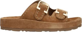 Stefano Lauran Platform Suede Slipper - Dames - Sandalen - Bruin - 41 EU - Leer - Schoenen