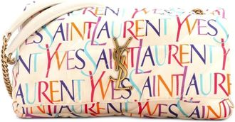 Saint Laurent Jamie Flap Bag Quilted Printed Silk Medium shoulder bag - Beige