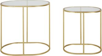 Maisons du monde Set de 2 mesas auxiliares de vidrio y metal dorado