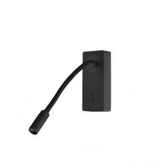 Forlight L&aacute;mpara lectura dormitorio led aluminio negro 6x14x14 cm