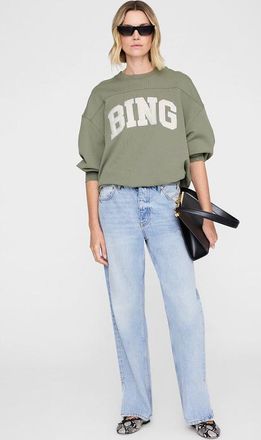 Anine Bing Trenton Sweatshirt in Washed Olive at Nordstrom, Size X-Small