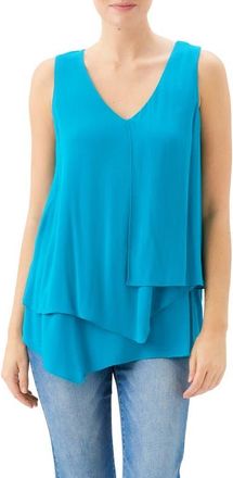 Karen Kane Drape Layered Asymmetric Tank in Teal at Nordstrom, Size X-Large