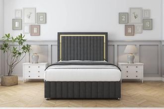 Comfort Beds Boston Gold Dumfries Divan Base No Drawers - 26 Headboard-Footboard in Dark Grey | Size: King