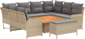 vidaXL Juegos De Muebles 7 Uds. Beige Y Gris Claro Rat&aacute;n Sint&eacute;tico Vidaxl