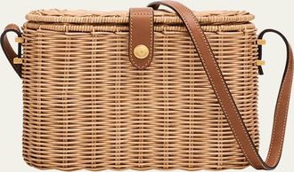 Saint Laurent Vanity Crossbody Bag in Wicker and Leather