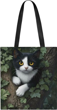 Generic Lack And White Cat Tote Bag for Women Men Shoulder Bags Purses Pouch Handbags