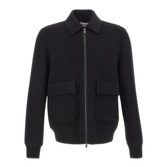Alpha Studio Chaqueta Bomber de Lana con Inserciones de Punto El&aacute;stico - Jackets - Hombre - Negro - XL