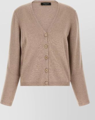 Fabiana Filippi wool silk cashmere v-neck ribbed cardigan