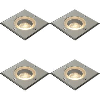Loops 4 PACK Marine Grade IP65 Square Ground Light - 50W GU10 - Stainless Steel in Metallics