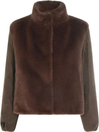Herno Jack met hoge hals van imitatiebont - Dames - Jassen - Bruin - M - Jassen