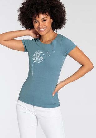 Kangaroos Kurzarmshirt KANGAROOS, Damen, Gr. 44/46, gr&uuml;n (gr&uuml;ngrau, woll wei&szlig;), Rippware, Obermaterial: 100% Baumwolle, bedruckt, Basic h&uuml;ftbedeckend, Rundhals,