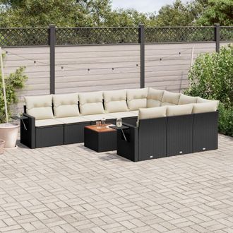 vidaXL Vidaxl Set Divani Da Giardino 11 Pz Con Cuscini In Polyrattan Nero