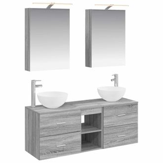 vidaXL Juego De Muebles De Ba&ntilde;o 5 Uds. Sonoma Gris Vidaxl