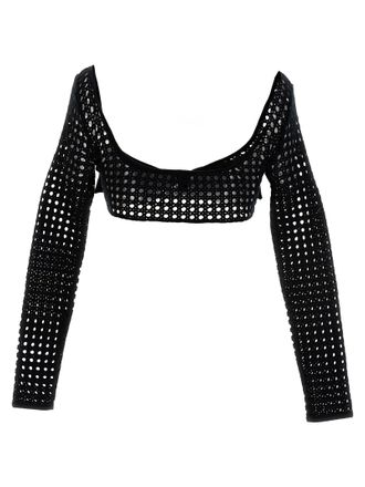 Giambattista Valli Macram&eacute; Cropped Top - Black