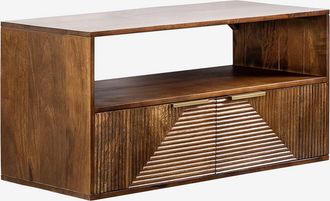 Sklum Conjunto De Mueble De Ba&ntilde;o Suspendido 90x40 Cm En Madera De Mango Baty Sklum