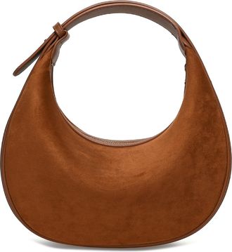 Generic Suede Crossbody Bag for Women, Vintage Hobo Crescent Shoulder Purse with Adjustable Strap, Faux Suede Winter Fall Bag, Y2K Retro Style (Brown)