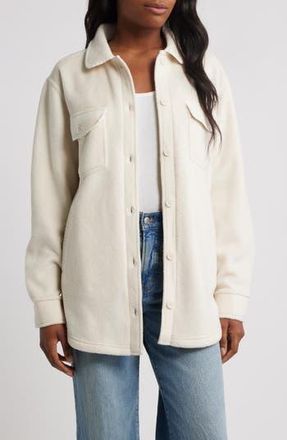 Thread & Supply Whipstitch Detail Polar Fleece Shirt Jacket in Cream Ivory Combo at Nordstrom Rack, Size Large