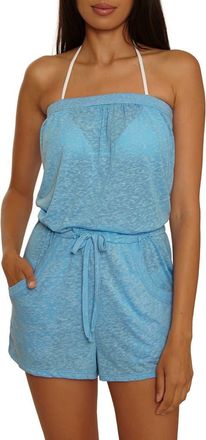 BECCA by Rebecca Virtue Beach Date Strapless Cover-Up Romper in Sky Blue at Nordstrom, Size Medium