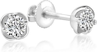 Pompeii3 1/4 Ct TW Round Cut Natural Diamond Studs White Gold Screw Back Earrings