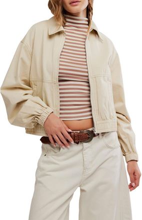 Free People Birdie Cotton Bomber Jacket in Puff Pastry at Nordstrom, Size X-Large
