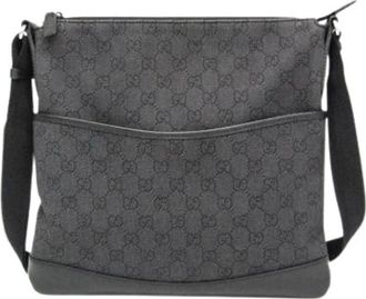 Gucci Pre-owned GG Canvas 509635 Messenger Bag - Dames - Vintage Schoudertas - Zwart - ONE Size - Leer - Vintage