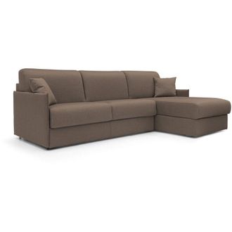 Divani.Store Divani.store - Evans Divano letto angolare con penisola in morbido tessuto impermeabile T13 252 cm Sinistro (mat. 140x197) marrone
