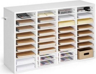OEM Estante De Almacenamiento De Documentos 36 Compartimentos, Organizador De Archivos De Madera 95,7 X 30 X 60 Cm, Clasificador De Literatura Con Estante